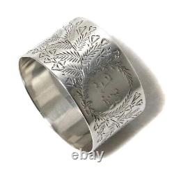1879 England Antique Sterling Silver 925 Napkin Ring Decorated With Floral 20 gr