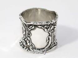 1.75 in Sterling Silver Antique American Art Nouveau Floral Napkin Ring