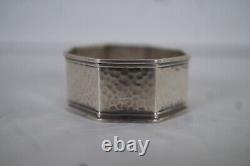 2 Antique GH French & Co Hammered Sterling Octagonal Napkin Rings 19g
