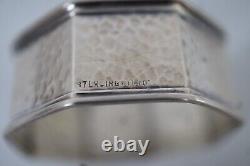 2 Antique GH French & Co Hammered Sterling Octagonal Napkin Rings 19g