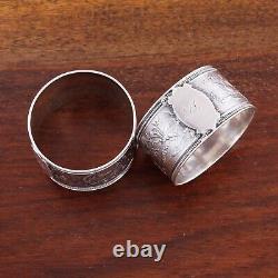 2 Heavy Aesthetic Sterling Silver Napkin Rings Birds Dragonfly Japanesque