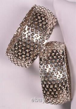 2 International Sterling Napkin Rings Mesh Basketweave