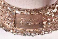 2 International Sterling Napkin Rings Mesh Basketweave