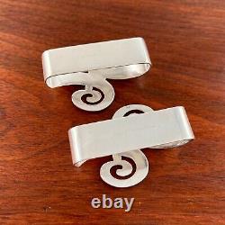 2 Rare Tiffany Sterling Silver Napkin Rings Pierced Modernist Style No Monogram