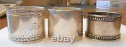 3 Antique 1800s Sterling Silver Napkin Rings Floral Ornate Heavy 168.1 Grams
