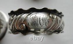 3 Antique Sterling Silver Chester Birmingham England Repousse Napkin Rings