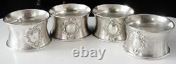 4 Large French Sterling Silver Napkin Rings, Philippe Berthier Paris c. 1841-1851