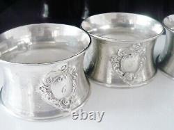 4 Large French Sterling Silver Napkin Rings, Philippe Berthier Paris c. 1841-1851