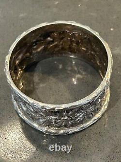 4 STERLING SILVER NAPKIN RINGS, incl Repousse Kirk & Son, Floral Art Deco, 104g