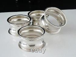 4 Sterling Silver Napkin Rings, Rolason Brothers, Antique Birmingham 1909