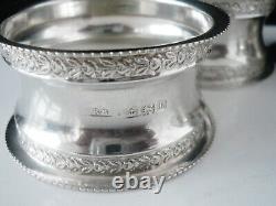4 Sterling Silver Napkin Rings, Rolason Brothers, Antique Birmingham 1909