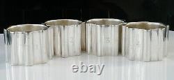 4 Unusual Sterling Silver Napkin Rings, Birmingham 1947, Bishton's Ltd