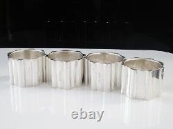 4 Unusual Sterling Silver Napkin Rings, Birmingham 1947, Bishton's Ltd