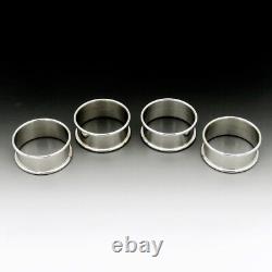 4 Vintage Alvin Sterling Silver Rolled Rim 7/8 Wide Napkin Rings NO MONO