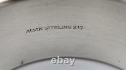 4 Vintage Alvin Sterling Silver Rolled Rim 7/8 Wide Napkin Rings NO MONO
