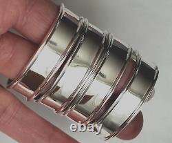 4 Vintage Signed TM-177 Mexico No Monogram Sterling Silver Napkin Rings