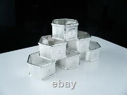 6 Six Sided Sterling Silver Napkin Rings, Numbered 1 to 6, Birmingham 1936