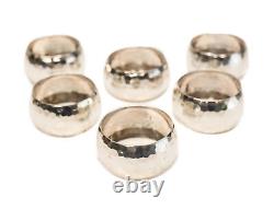 6 Sterling Silver Hand Hammered Napkin Rings, circa 1930