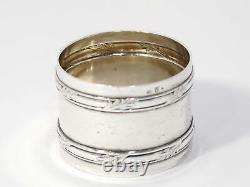 6 pc 2 1/8 European Silver Antique Continental Foliate Pattern Napkin Ring Set