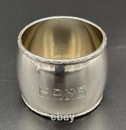 800 Sterling Silver Napkin Ring Name Engraved HANS German