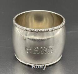 800 Sterling Silver Napkin Ring Name Engraved HANS German