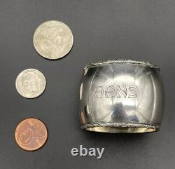 800 Sterling Silver Napkin Ring Name Engraved HANS German