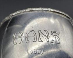 800 Sterling Silver Napkin Ring Name Engraved HANS German