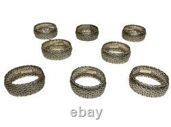 8 International Sterling Silver 925 Woven Napkin Rings JJ401