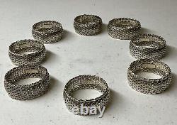 8 International Sterling Silver 925 Woven Napkin Rings JJ401