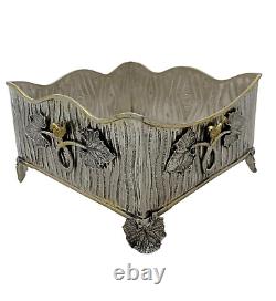 925 Sterling Silver & Gilded Handmade Bird Leaf Ornate Applique Napkin Holder