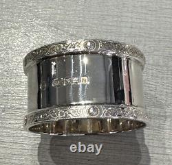 925 Sterling Silver Set of 6 Napkin Rings with Box @