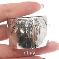 950 Sterling Silver Antique Japan Engraved Bamboo Napkin Ring Holder