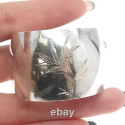 950 Sterling Silver Antique Japan Engraved Bamboo Napkin Ring Holder