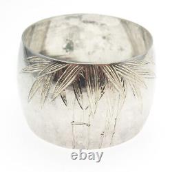 950 Sterling Silver Antique Japan Engraved Bamboo Napkin Ring Holder