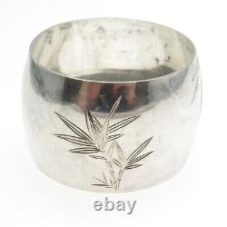 950 Sterling Silver Antique Japan Engraved Bamboo Napkin Ring Holder