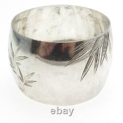 950 Sterling Silver Antique Japan Engraved Bamboo Napkin Ring Holder