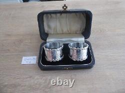 ANTIQUE MATCHING PAIR Solid Sterling Silver Napkin Rings 1903