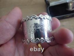 ANTIQUE MATCHING PAIR Solid Sterling Silver Napkin Rings 1903