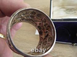 ANTIQUE MATCHING PAIR Solid Sterling Silver Napkin Rings DATE 1902