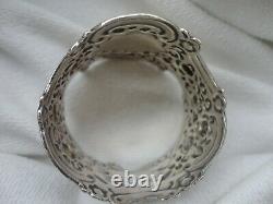 ANTIQUE VICTORIAN 1895 ROSES FLORAL REPOUSSE STERLING NAPKIN RING 34.5 grams