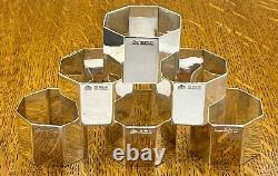 A set of 6 sterling silver octagonal napkin rings Elkington & Co Birm 1967
