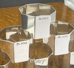 A set of 6 sterling silver octagonal napkin rings Elkington & Co Birm 1967