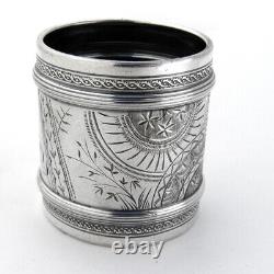 Aesthetic Engraved Napkin Ring Gorham Sterling Silver 1881 Mono F