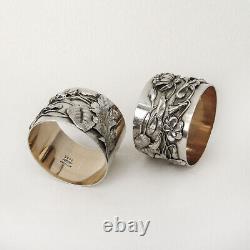 Aesthetic Pond Lily Napkin Rings Pair Shiebler Sterling Silver Mono