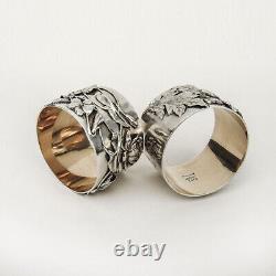 Aesthetic Pond Lily Napkin Rings Pair Shiebler Sterling Silver Mono