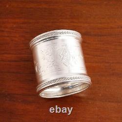 American Aesthetic Coin Silver Napkin Ring Japonesque Style Birds Late 1800s