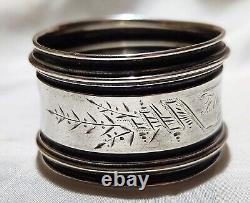 Antique 1860s Aesthetic Japanese Engraved Gorham Sterling Silver Napkin Ring