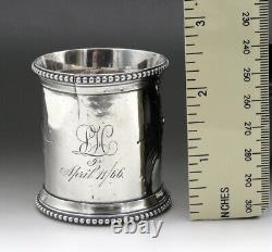 Antique 1866 Sterling Silver Medallion Hand Chased Wide Napkin Ring