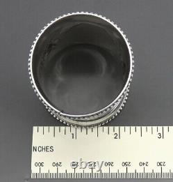 Antique 1866 Sterling Silver Medallion Hand Chased Wide Napkin Ring