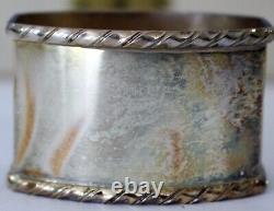 Antique 800 German Silver Napkin Ring Holders Set Signed Rope Trim 6.4 Ounces